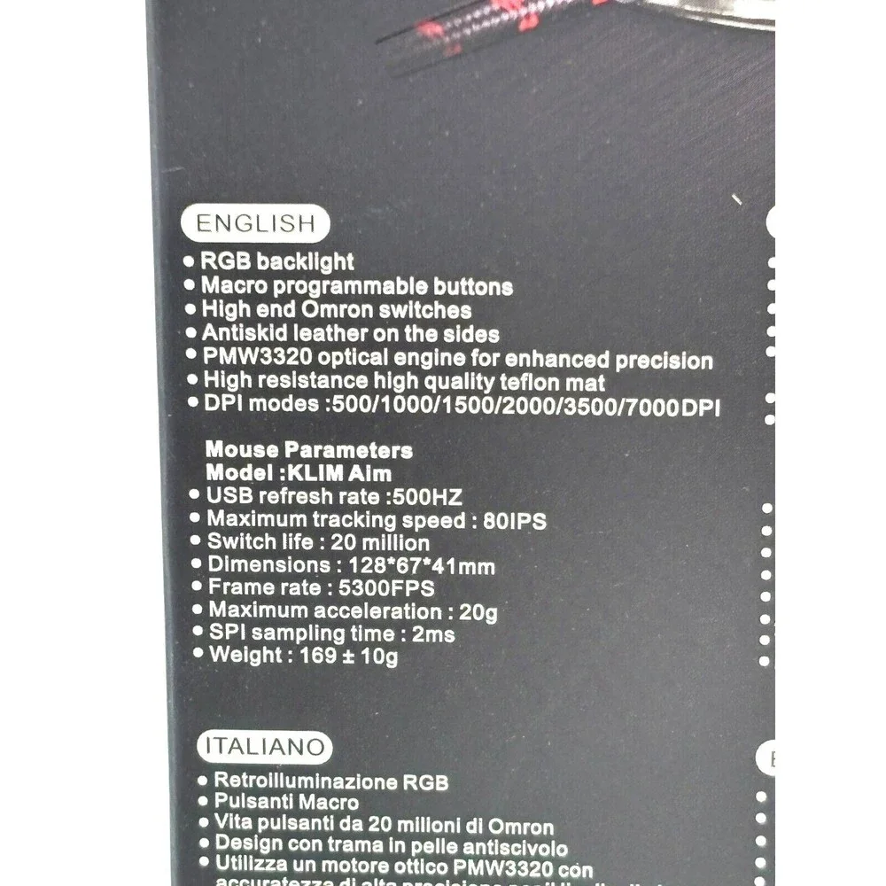Klim AIM RGB‎ Backlight Gaming Mouse B06XH2381Y Macro Programmable Wired Mac/PC